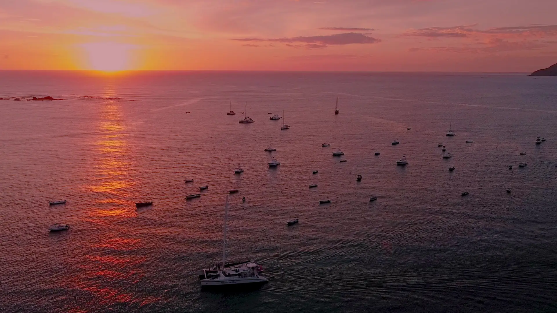 Golden sunset over the bay — dinner hour on the Gold Coast